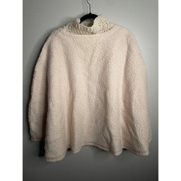 Anthropologie Textured Wool Blend Cream Poncho Sweater One Size OS NEW - Picture 6 of 8
